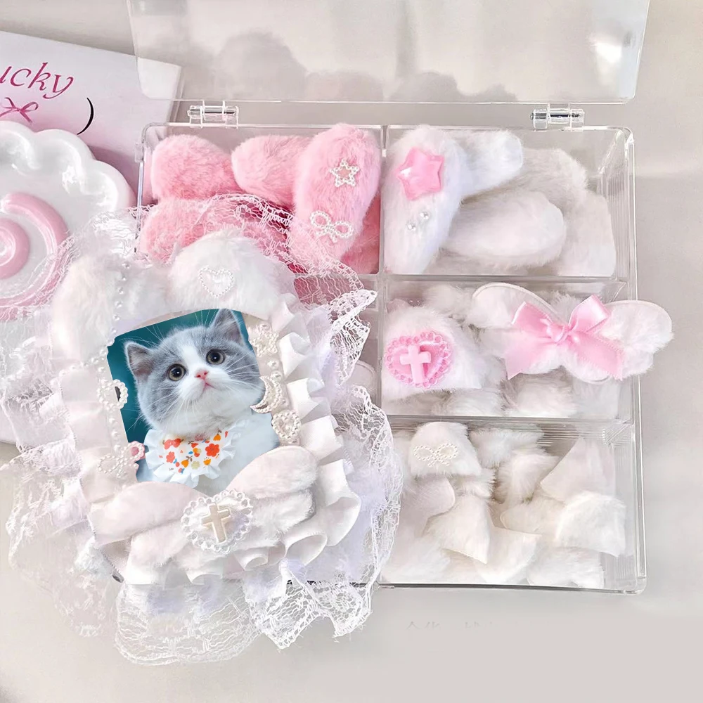 DIY Plush Ear Handmade Photocard Holder Decor Card Cover Decorative Materials Plush Cute Cartoon Photo Album Decoration