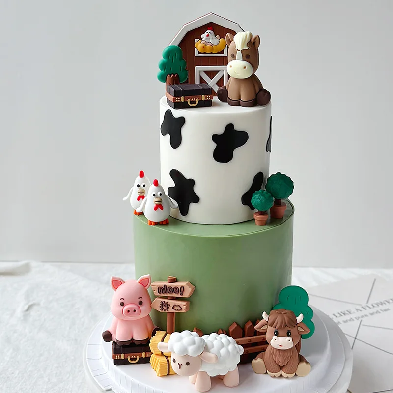 Happy Farm Cake Decoration Farm Animal Cake Topper Yak, Sheep