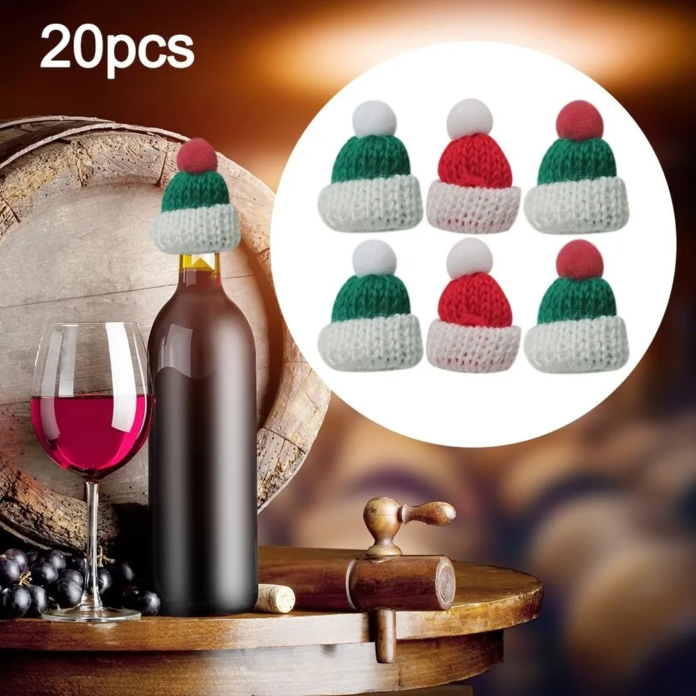 

20pcs Mini Knitting Hats Christmas Mini Knitting Doll Hats Mini Wool Hat for Christmas Ornaments DIY sewing Crafts Materials