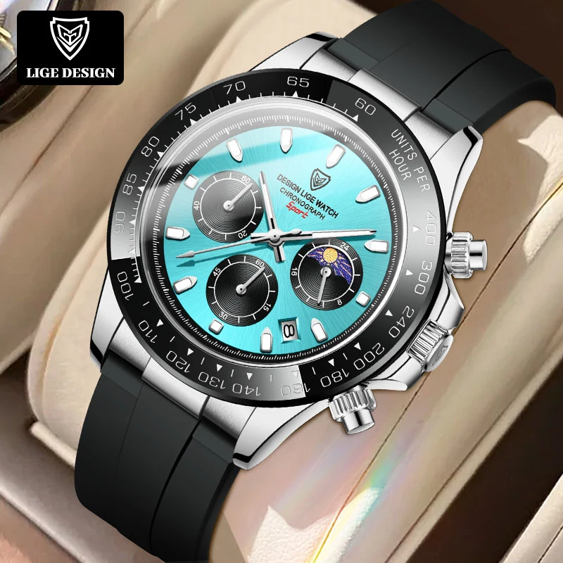 LIGE  Fashion Men Watch Luxury Brand Sport Watch For Men Chronograph Quartz Wristwatch Military Waterproof  Silicone Band Clock