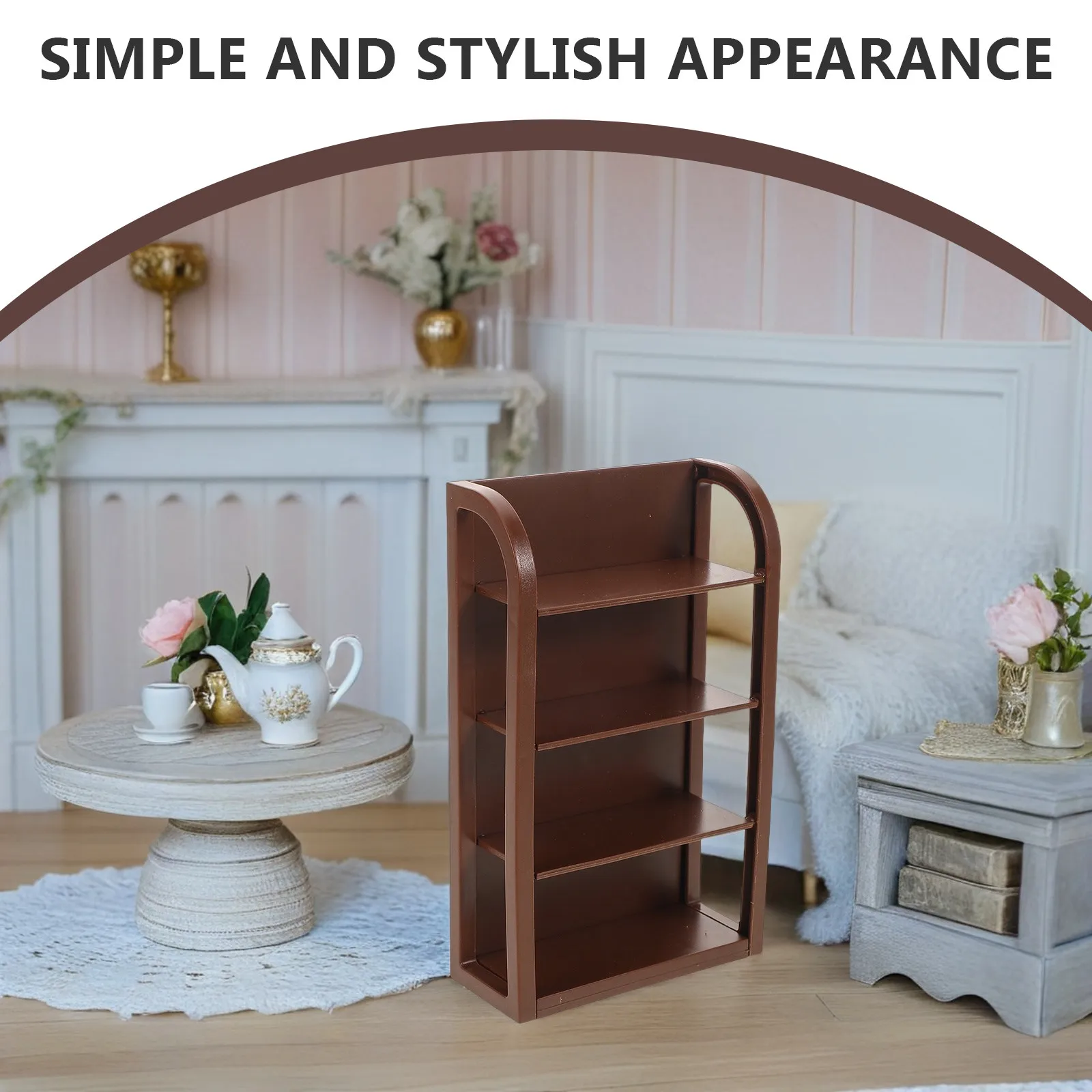 6Pcs 미니어처 슈퍼마켓 선반 세트 인형 집 상점용 현실적인 4층 플라스틱 디스플레이 랙 미니 식료품 식품 정리함