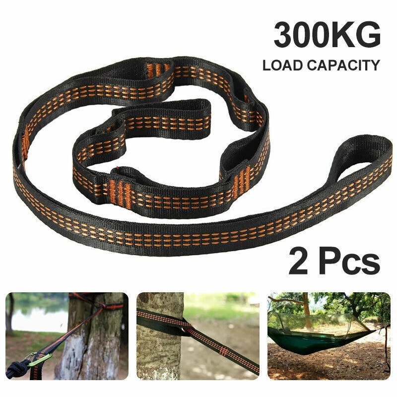 2PCS 2M Hammock Straps Polyester Straps 5 Ring High Load-Bearing Barbed Outdoor Camping Hammock Swing Strap Rope Outdoor Furniture luxury