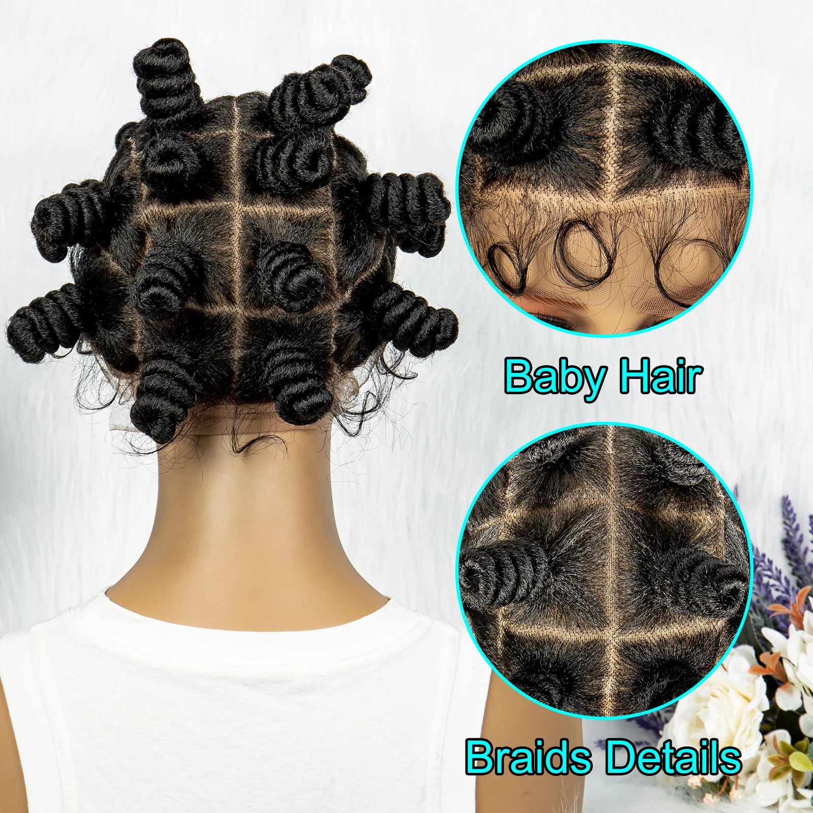 Synthetic Wigs Knotless Braids Wig Box Braided Hair Twist Braided Buns Full Lace For Black Women
