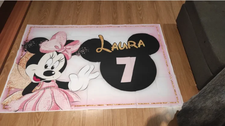 사용자 정의 배경 파티 배경 핑크 디즈니 미니 마우스 생일 장식 어린이 장식 Photozone 벽 배경