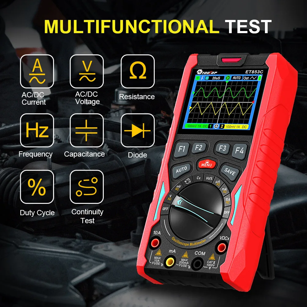 ET853C 2CH Oscilloscope Multimeter Signal Generator 3in1 70MHz Bandwidth 20000 c