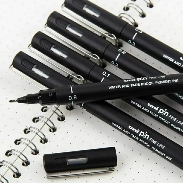 New Pin Drawing Pen Fineliner Ultra Fine Line Art Marker inchiostro nero 005 01 02 03 05 08 Micron Drawing Sketch Pen Office School 2