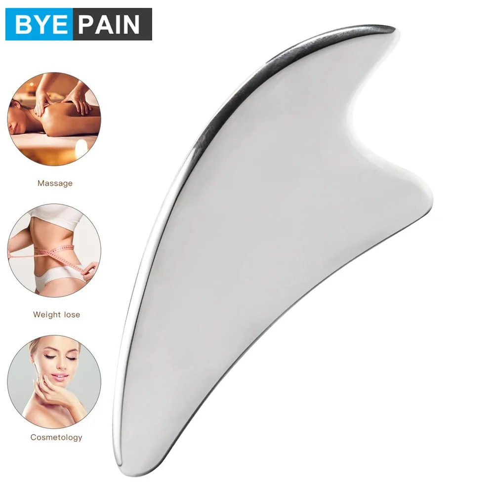 BYEPAIN 1Pcs Stainless Steel Gua Sha Guasha Massage Soft Tissue Therapy Used for Back, Legs, Arms, Neck, Shoulder