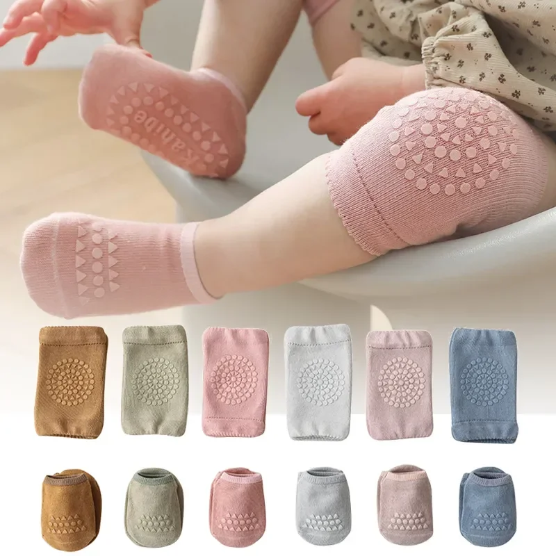 

Baby Knee Pads Socks Set Solid Color Anti Slip Socks Kneecap Kid Crawling Safety Floor Socks Knee Protector for Girls Boy