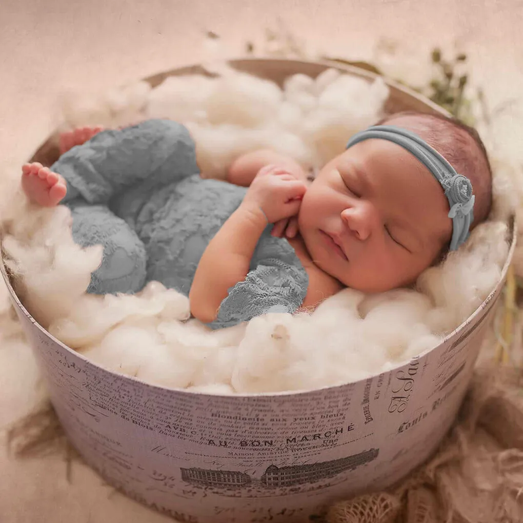 

Baby Photography Props Infant Girl Lace Rompers Photo Shoot Outfits Newborn Jumpsuit Bodysuit