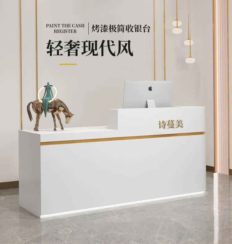 Description Picture 2 of itemDesigns Clinic Reception Desk Premium Hotel Mobile Executive Beauty Spa Reception Desk Luxury Theke Rezeption Furniture HDH