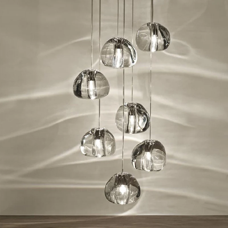 

Large Crystal Ball Staircase Chandelier Luxury Decor Living Room Kitchen Bedroom High Ceiling Raindrop Long Pendant Lights Lamp