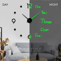 3D Wall Clock Luminous Frameless 1