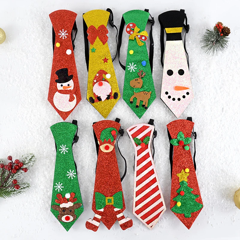 

Cartoon Christmas Tie Santa Claus Snowman Elk Colorful Ties Photography Props New Year Christmas Party Decoration 2024