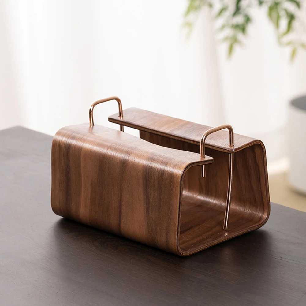 New Luxury Living Room Tissue Box Walnut Wood Cloud Paper Box Table Desktop Storage Box Retro Wooden Tissue Case Home Ornaments 4