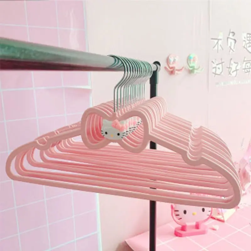 

Kawaii Sanrioed Hello Kittys Cartoon Cute Girl Heart No Trace Clothes Hanger Household Clothes Support Hook Toy Gift