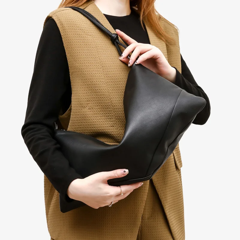 Genuine Leather Women's Bag Unique Design Large Capacity Tote Original New Pure Color Handbag Shoulder Crossbody Bag