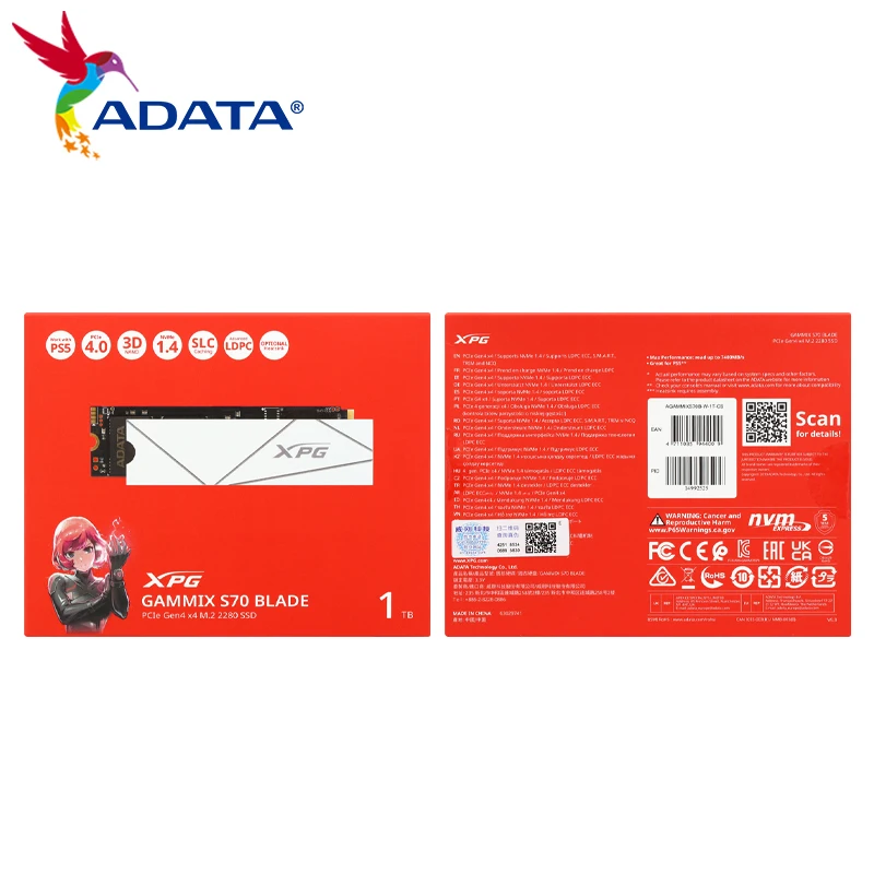 ADATA Ʈ ũž ϵ ũ PC PS5  ָ Ʈ ̺, 1TB M.2 2280 4TB SSD 2TB S70B XPG GAMMIX GEN4X4