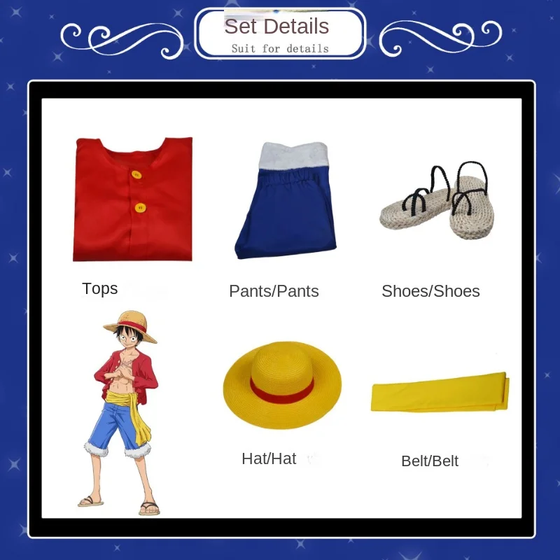 Monkey D. Luffy cos clothing One Piece party costume two years later cosplay clothes straw hats shoes clothing anime clothes