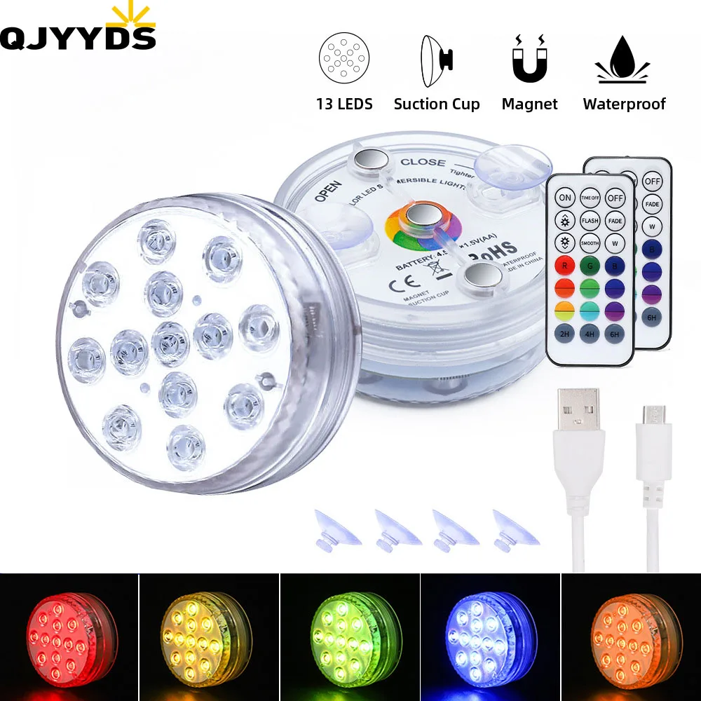 

13leds Submersible LED Lights Underwater Night Light Outdoor Swimming Pool Light Tea Light Vase Pond Party Wedding Decor