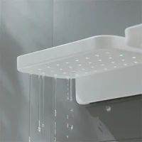 Simple Style Punch-free Shower Shelf  Drainable Wall-mounted Storage Holder Wash Supplies Storage Rack Bathroom Accessories 1
