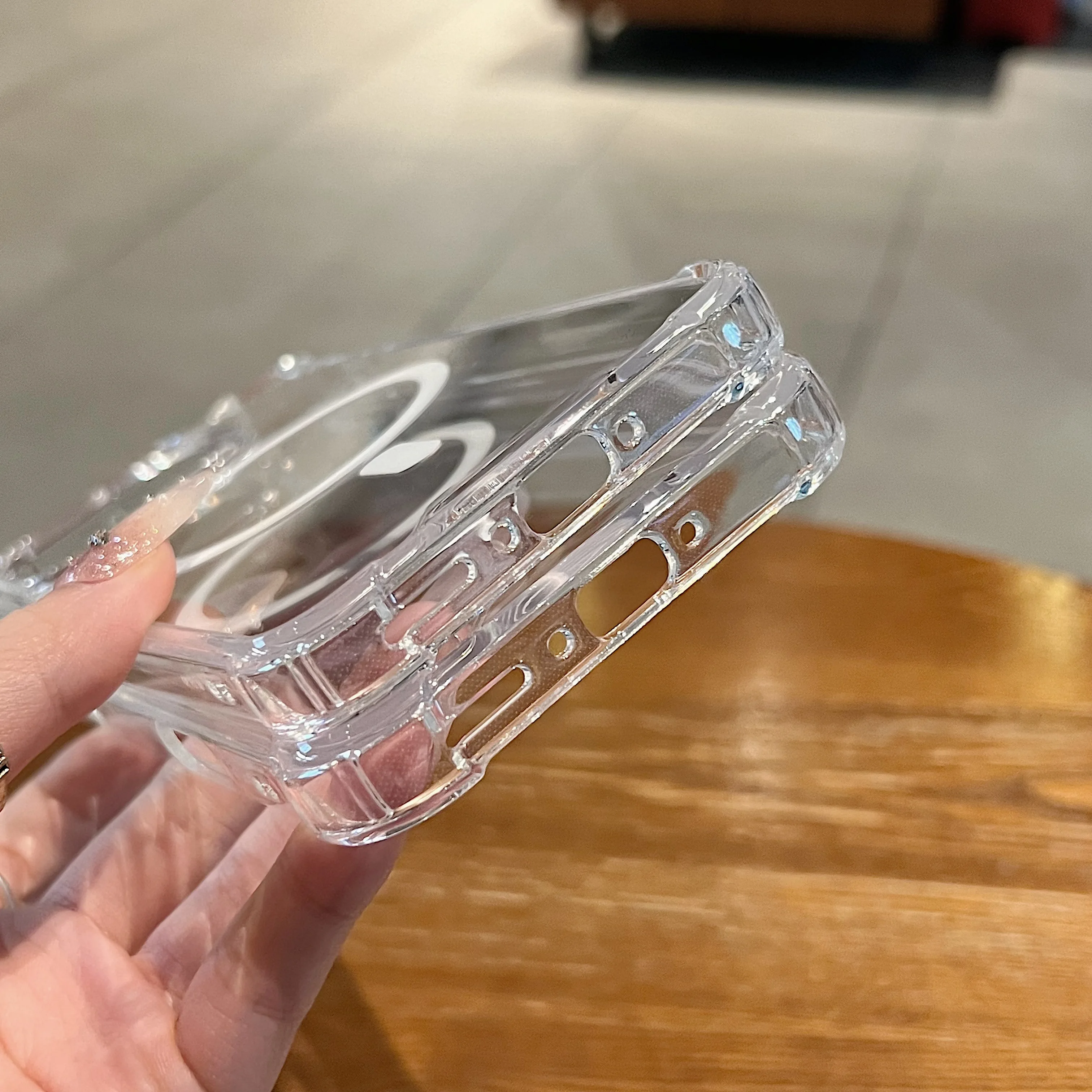 Crystal Clear Magnetic Shockproof Phone Case with Wireless Charging Support