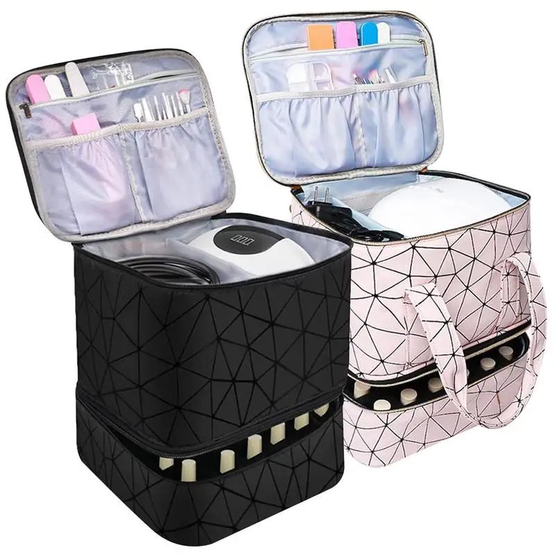 

Nail Polish Organizer Case 2 Layer Durable Nail Polish Storage Bag Holds 30 Bottles Nail Box Organizer Case For Nail tech