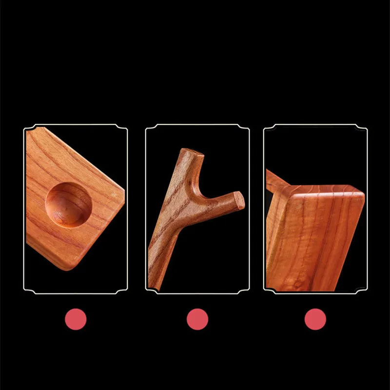 Tea Tree Pipe Holder Solid Wood Vertical Type Holder Long Handle Reading Pipe Display 1 Position Smoking Fittings