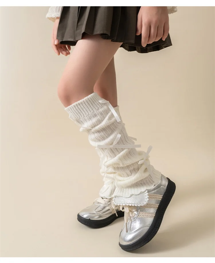 Lolita Beinlinge für Baby Mädchen Kinder Herbst Winter gestrickt weich Mädchen Kawaii Schleife stricken lose Socken Mode-Accessoires Strümpfe – Detail 8