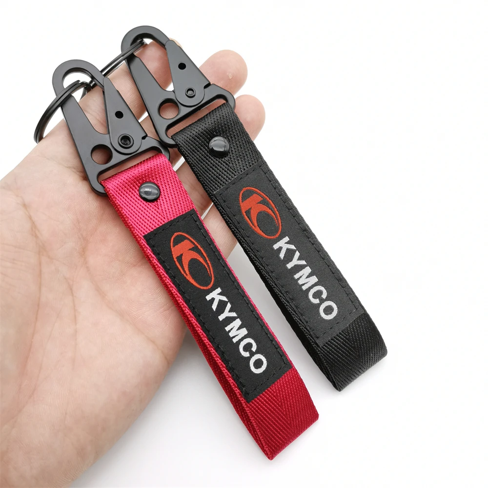 

Motorcycle Keychain Embroidered Logo Nylon Wristband Key Tag Red Black for KYMCO Fashion Accessories Gadgets Lanyard Men Gift
