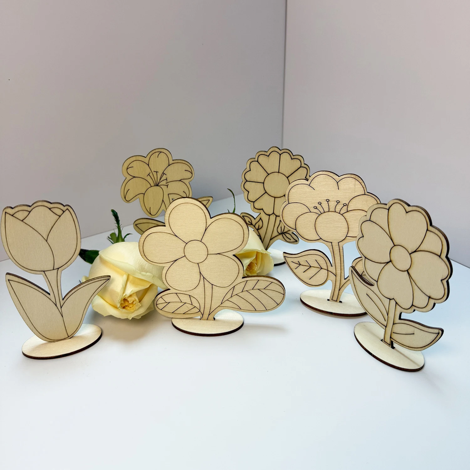 Wooden DIY Craft Flowers 2
