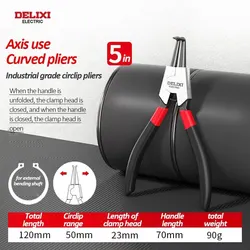 DELIXI ELECTRIC Multi-Functional Circlip Pliers for Removing and Installing Locking Rings and Shafts (DHGS705WQ)