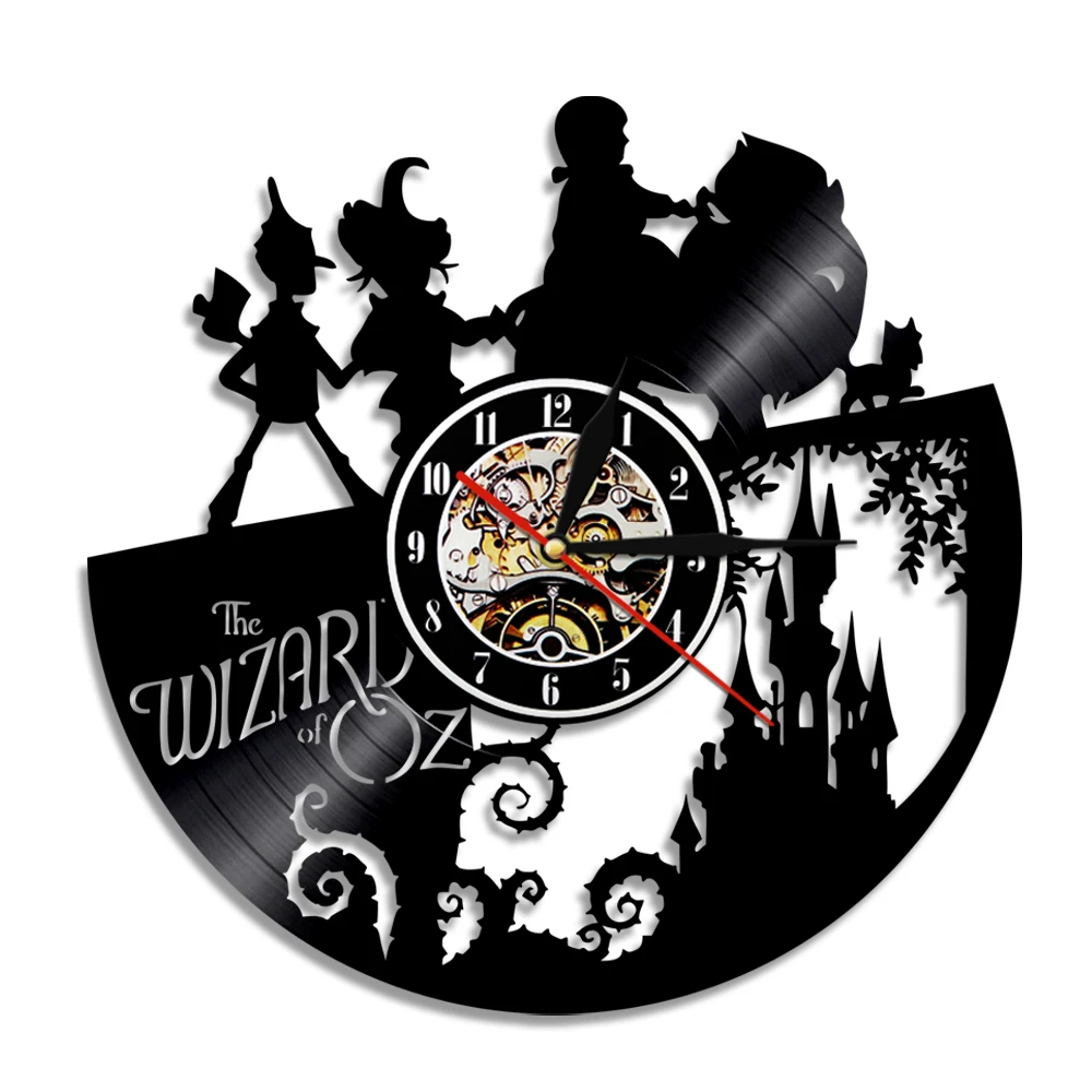 

Wizard OZ Vinyl Record Clock For Nursery Kids Room Dorothy Gale Fairy Tale Home Decor Watch Scarecrow Wall Art Silent Wall Clock