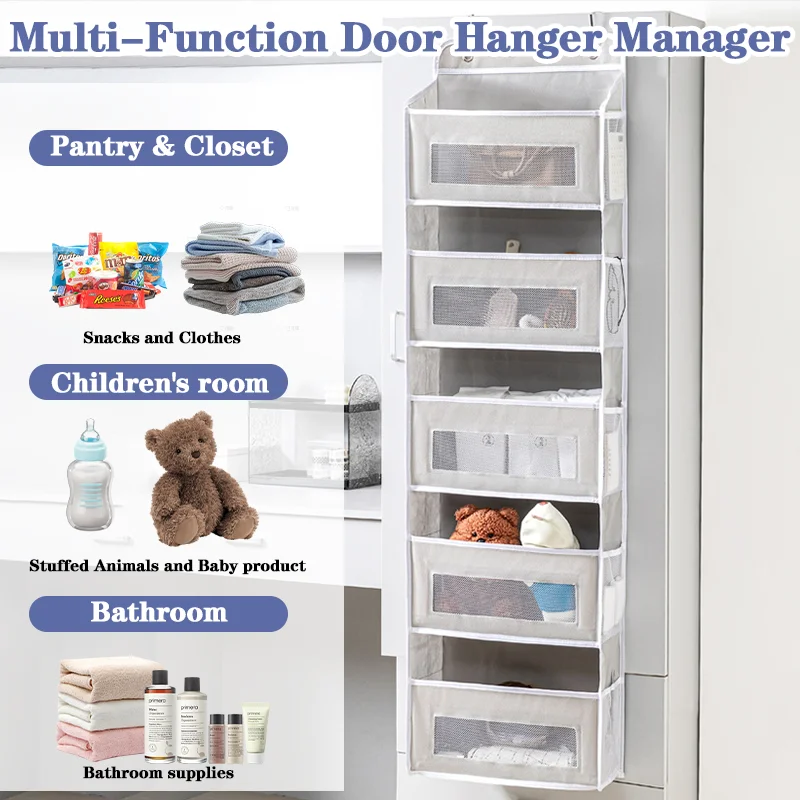 5-Shelf Hanging Bag Storage Organizer Over Door Anti-Tilt Toy Storage Space Saving for Bedroom Bathroom Closet Home Organization