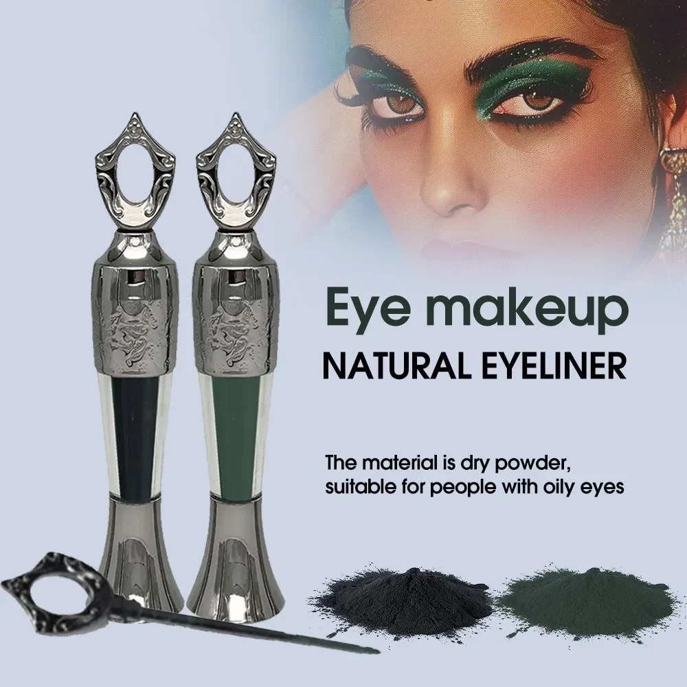Retro Bottle Powder Eyeliner 2Color Mineral Powder Eye Liner Stick Waterproof Long Lasting Black Kohl Eyeshadow No Smudge Makeup 2