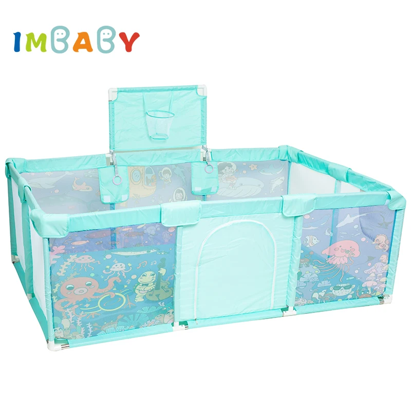 IMBABY box per bambini grande parco giochi per bambini box per cartoni animati per bambini basket Baby Activity Fence Pool Balls Park for Baby