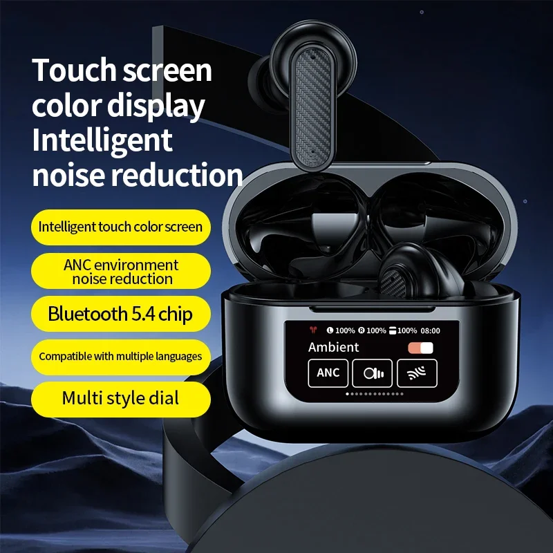 TTTYBA-Wireless Touchscreen Earbuds With Smart Touch Screen Case Earbuds Tws True Wireless Bluetooth 5 4 Headphones Anc Active Noise Cancelling Earbuds Bl