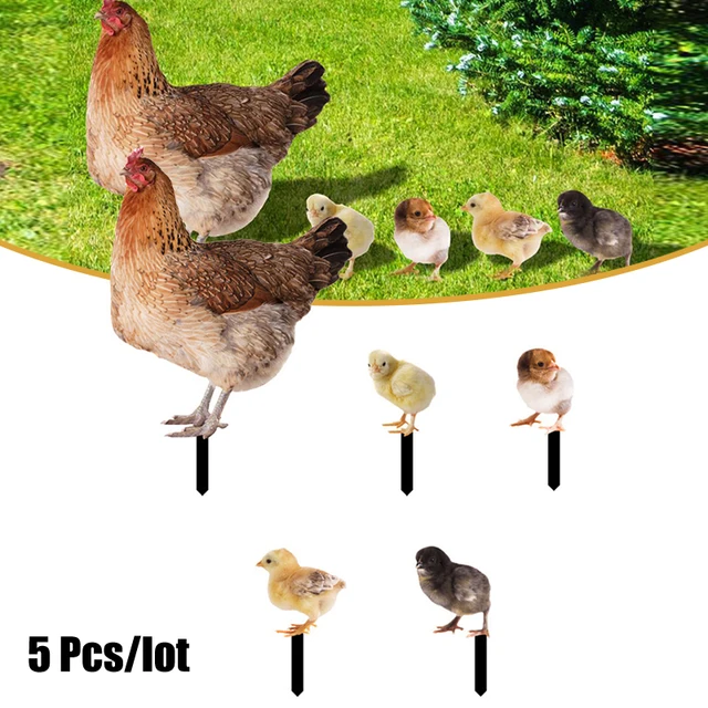 1Set Csirke Kerti Tétek Díszek Tyúk És Gyep Beillesztése Táblák Kétoldalas Nyomtatási Dekorációs Kakas Szobrászat