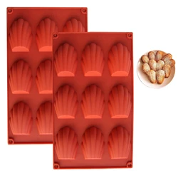 Silicone Madeleine Cookies Nonstick Baking Pan Set - 9-Cavity Mold for Perfectly Baked Madeleines (2PCS)