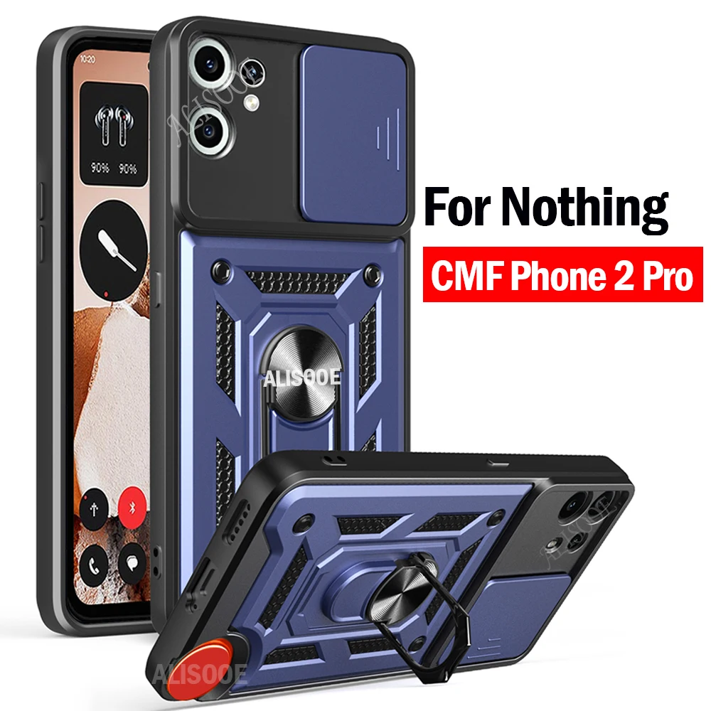 Armor Holder Shockproof Phone Case with Slide Camera Protection and Ring Stand
