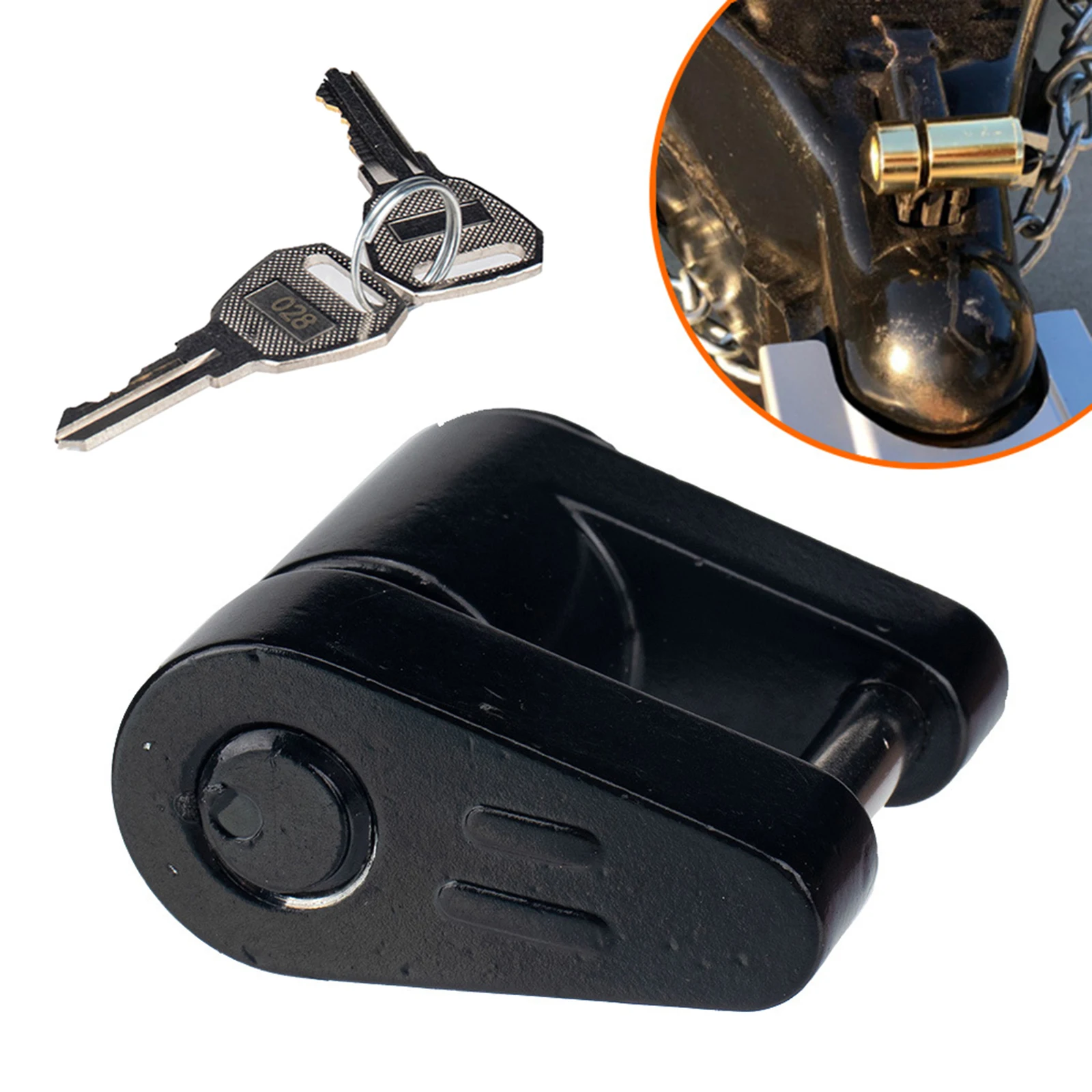 Black Trailer Hitch Coupler Lock, Dia 1/4" 3/4 Inch Span Span, Easy To