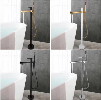 ZAPPO อิสระก๊อกน้ําอ่างอาบน้ําชั้น Mount Tub FILLER สูงก๊อกน้ําอ่างอาบน้ําทองเหลืองห้องน้ําก๊อกน้ําแบบใช้มือถือ 2