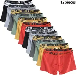 12 Pieces Plus Size Mens Underwear Men Cotton Underpants Male Pure Men Panties Shorts Breathable Boxer Shorts Comfortable Soft