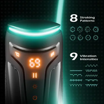 LED Automatic Male Masturbator Goods 19 Modes Thrusting Heating Blowjob Sucking Machine Vaginette Men Sex Toys Adult 18