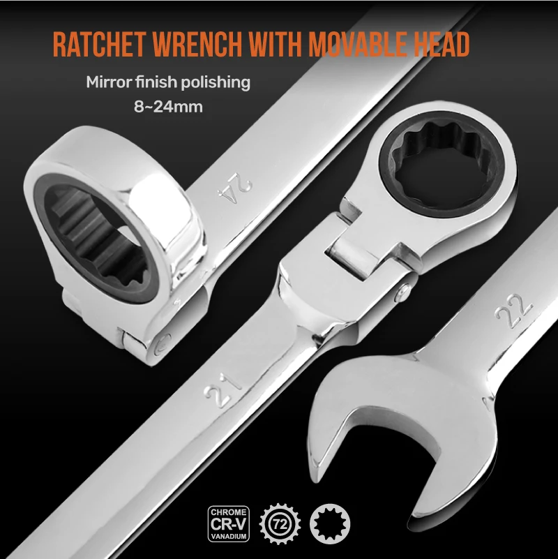 Adjustable Torque Ratchet Spanner Set 8–19mm 3