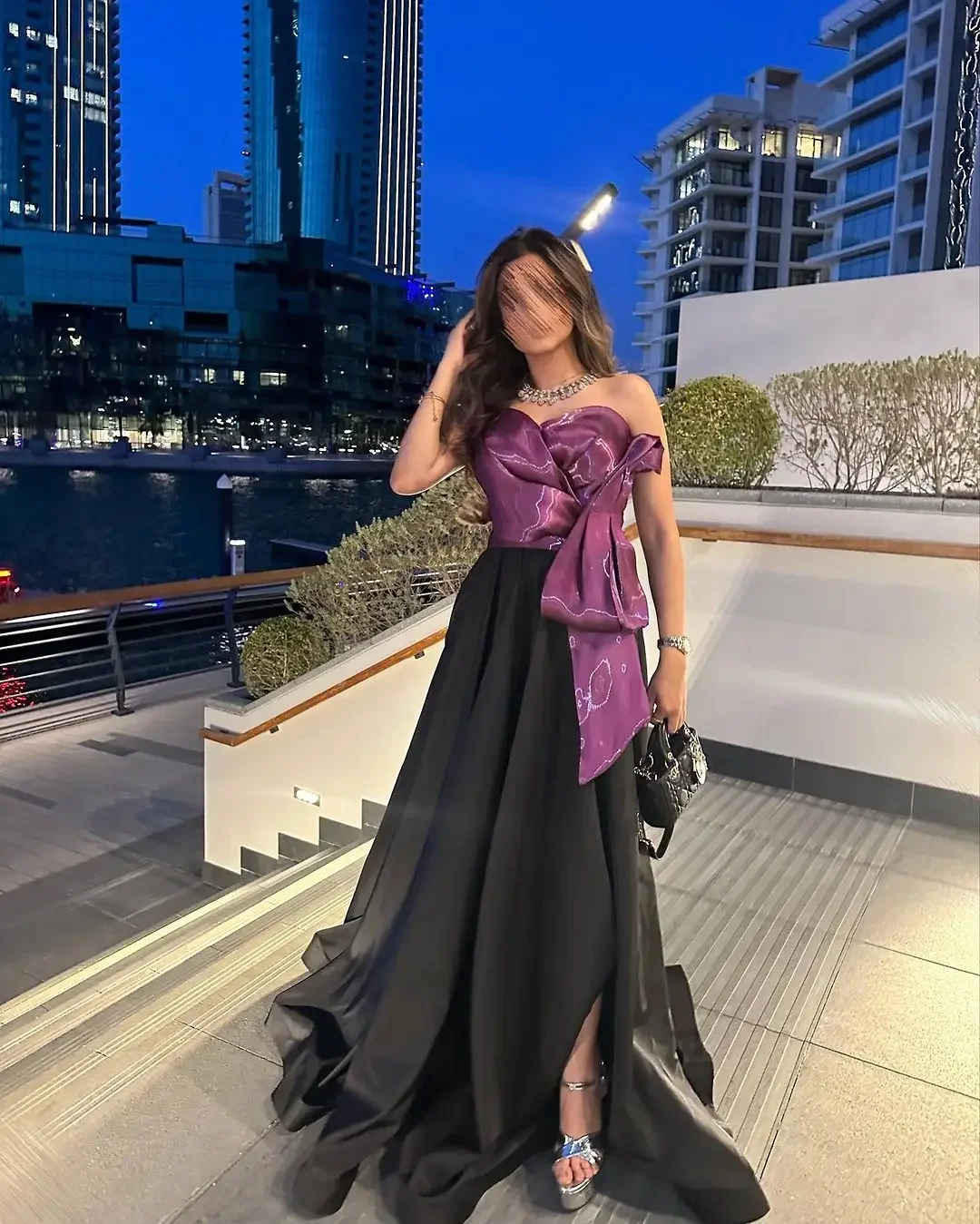 

Purple Sweetheart Strapless Evening Dresses Floor Length Mermaid Side Split Sleeveless Saudi Arabia Women's Formal Party Gown