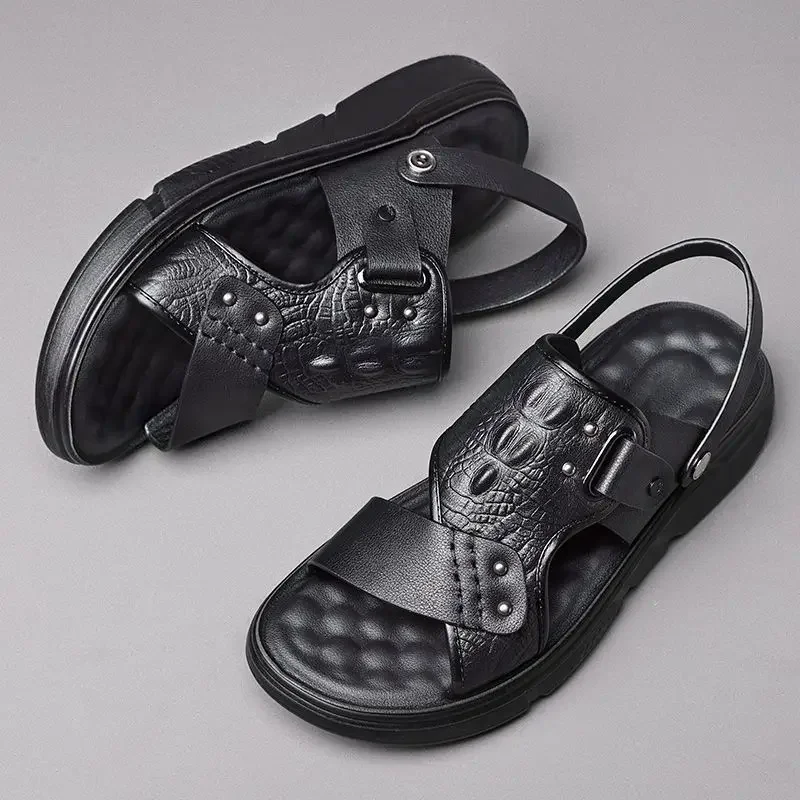 Men's summer outdoor slip-resistant thick-soled sandals flip-flops beach shoes sports for driving flat double-purpose sandals