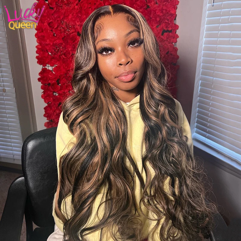 

Highlight Human Hair Wig Body Wave 5x5 Closure Wig 180 Density Blonde HD 13X4 Transparent Lace Front Wig Preplucked For Women