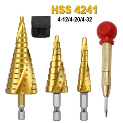Foret en titane HSS 4 12mm 4 20mm 4 32mm, 3 pièces, outils électriques de perçage, métal acier rapide, coupe trous pour le bois, foret conique 