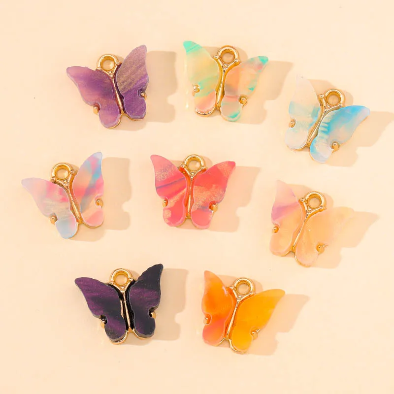 

20Pcs 12*14mm New 8 Colors Colorful Butterfly Acrylic Charms Jewelry Making Cute Pendants Earrings Necklace For Women Girl Gift