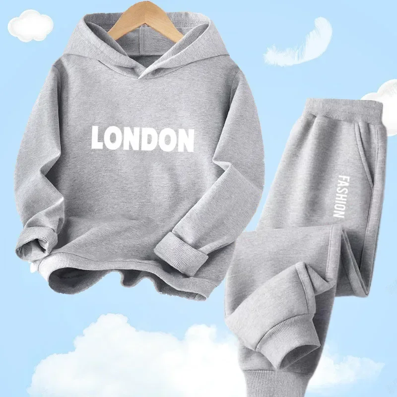 thumbnail image 1 of Conjunto de chándal de dos piezas para adolescentes de 2 a 13 años, sudadera con capucha y pantalones de chándal para primavera y otoño, ropa para niños, trajes deportivos, 1 of 5